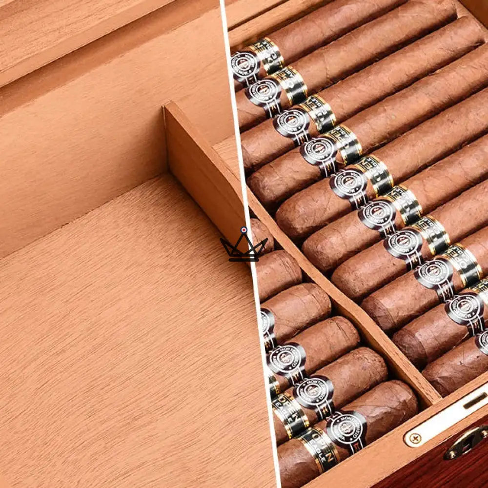 Zigarrenhumidor Zeder Aura – Palisander & Abalone, 100 Zigarren, verstellbare Zederteiler, Goldschloss – Ansicht 5