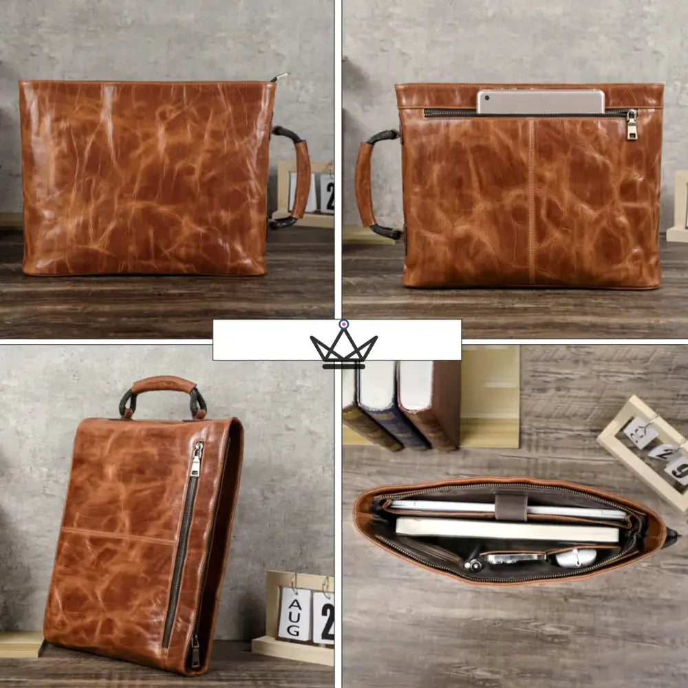 Customizable leather work bag - Voyageur Diplomate — view 2