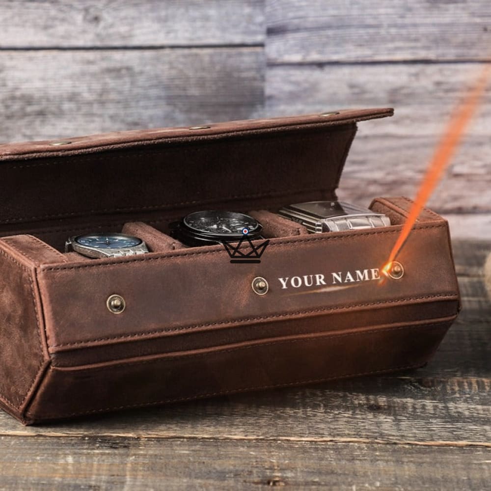 Customizable Leather Travel Case for Automatic Watch - Voyageur Hexagone — view 2