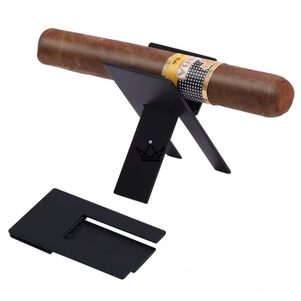Cigar holder SPLIT — brushed stainless steel, foldable | Black & Silver — view 6