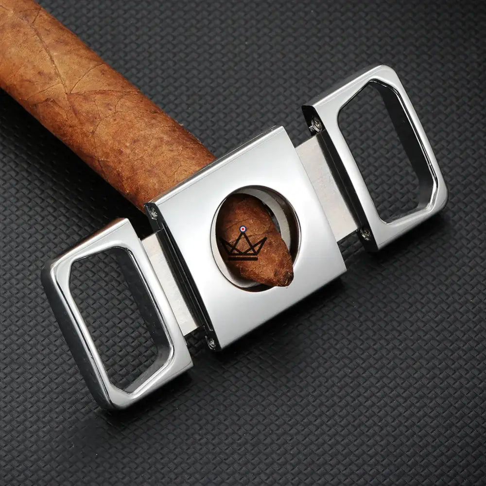 ELITE SQUARE Cigar Cutter — Double Blade Guillotine, 24 mm, Yellow or Silver | Collector's Box — view 5