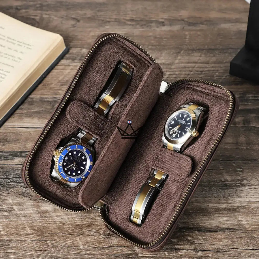Caja de reloj de viaje personalizable – Voyageur Keeper — Cuero de plena flor, 4 tamaños: de 2 a 8 relojes Caja de reloj de viaje personalizable – Voyageur Keeper — Cuero de plena flor, 4 tamaños: de 2 a 8 relojes