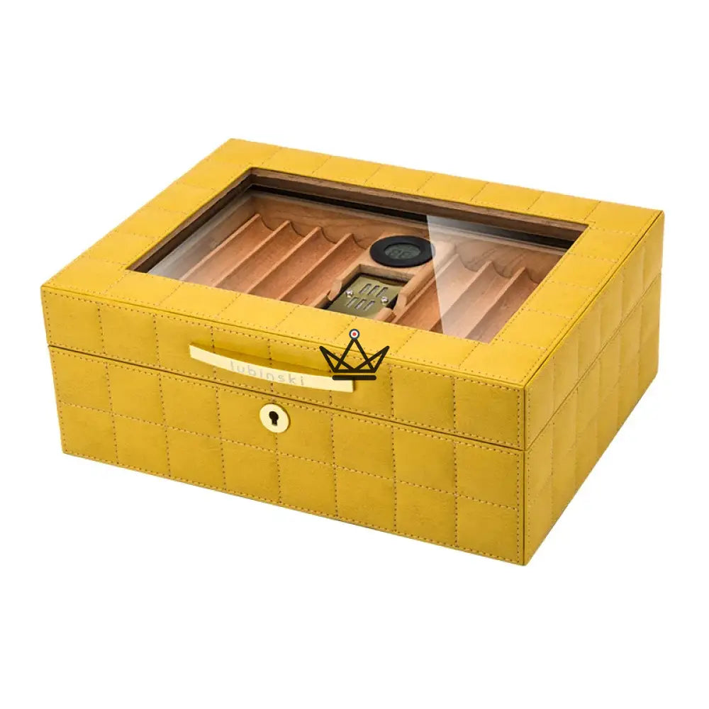 Norton Edition Cigar Humidor — Quilted Genuine Leather, 4 Colors, Cedar, Tray & Dividers, 50-60 Cigars — view 11