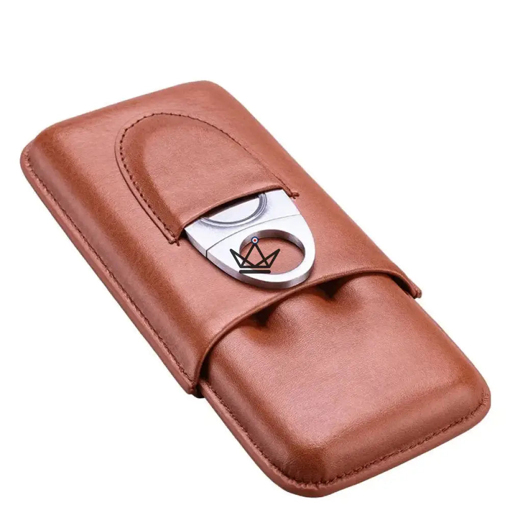 Leather 3 cigar case with cigar cutter - Silver Cortez — view 8