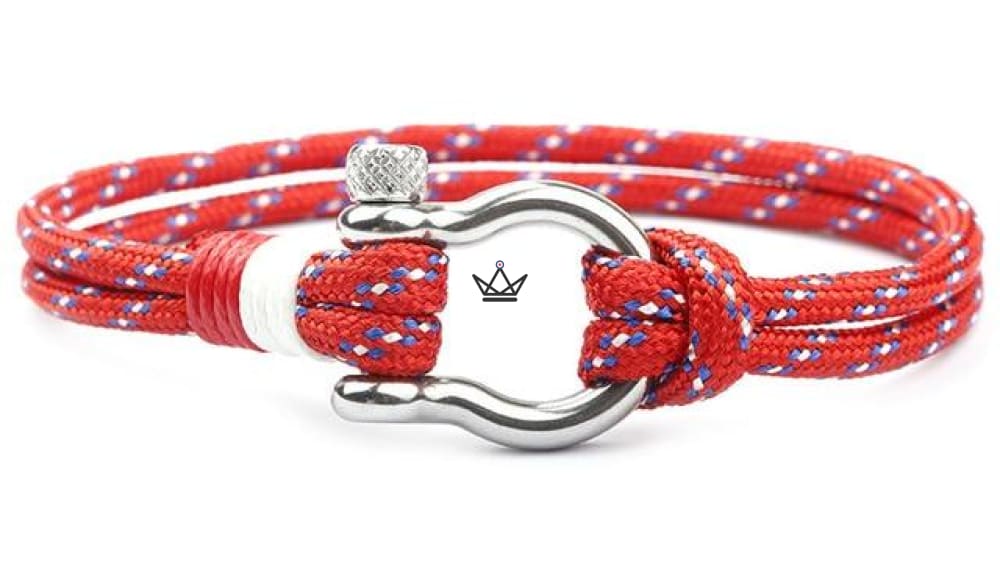HADOCK Bracelet - Silver Plated Marine Shackle & Rope - 11 Colors — Spun Red