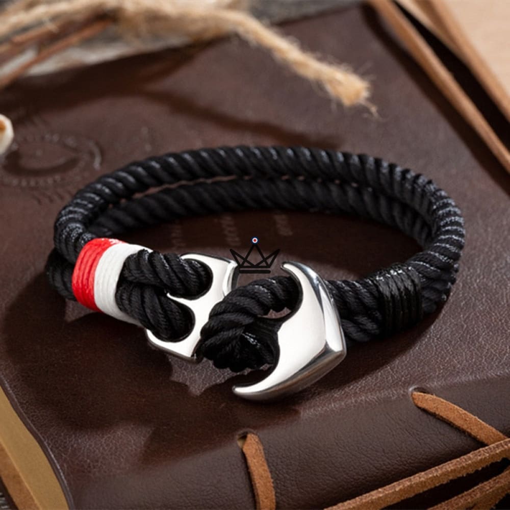 Neptune Marine Bracelet - Silver Anchor & Rope - 19 Colors — view 2