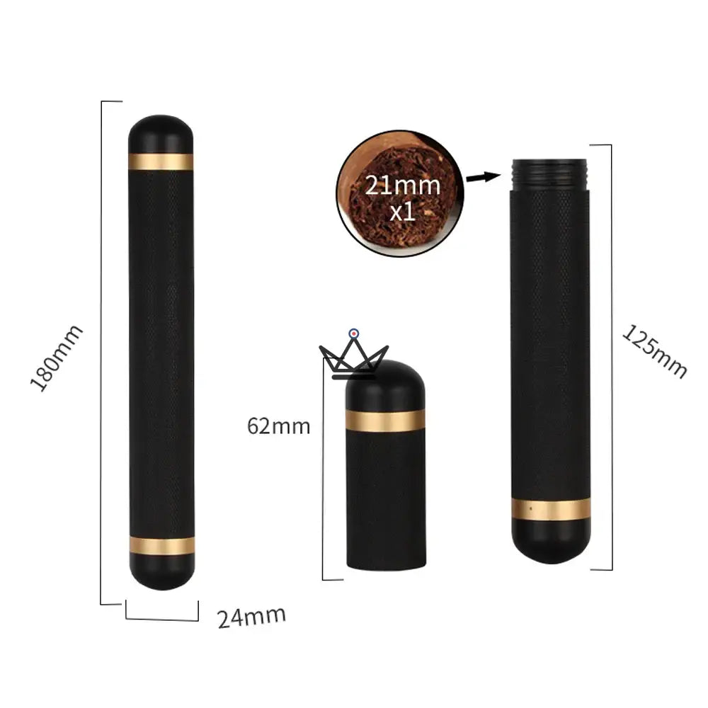 Cigar Tube AURORA ZAMAK — Zamak Alloy, 17.5 × 2.5 cm, Airtight Seal | Gold · Black — view 7
