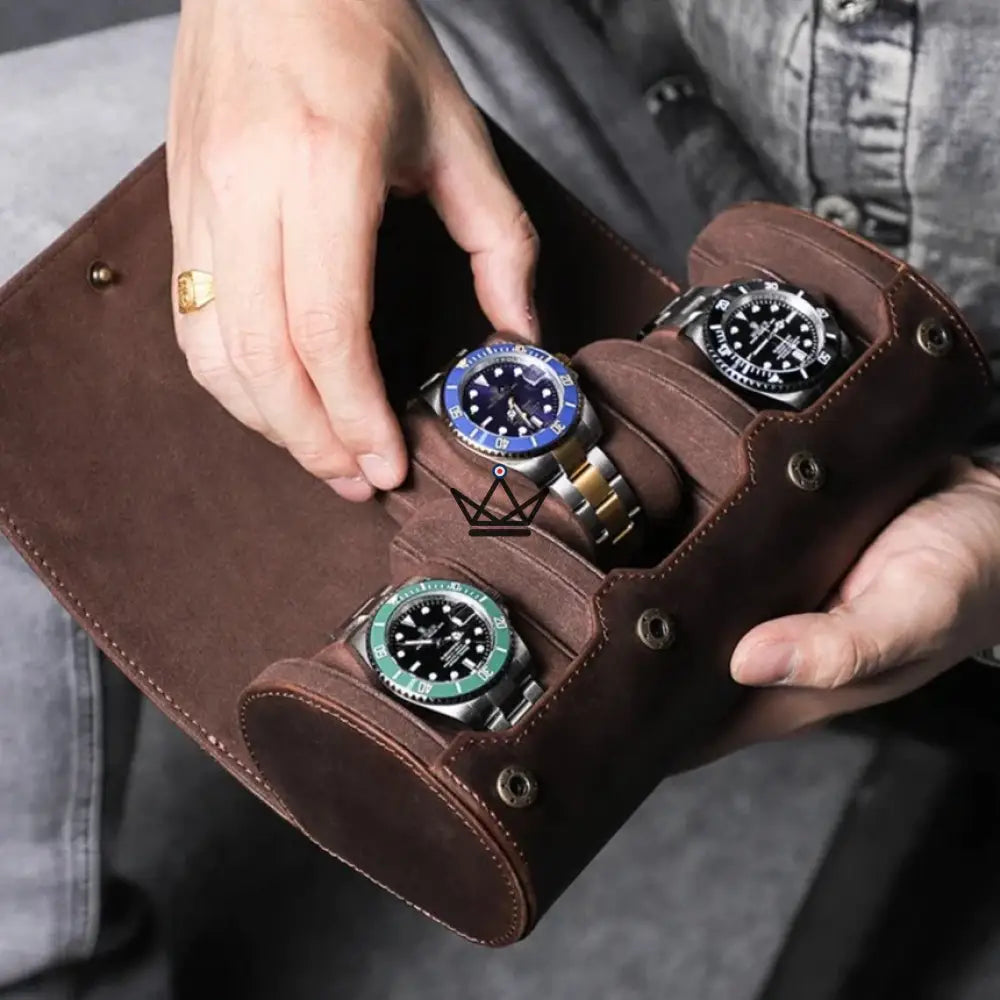 Customizable Leather Automatic Watch Travel Case - Voyageur TimeGuardian — view 9