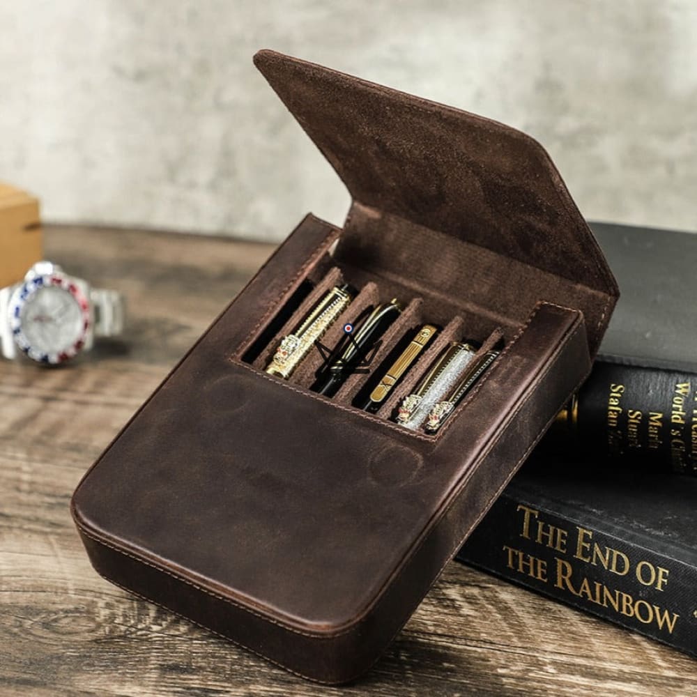 Customizable Luxury Leather Fountain Pen Case - Voyageur Magnus — view 1
