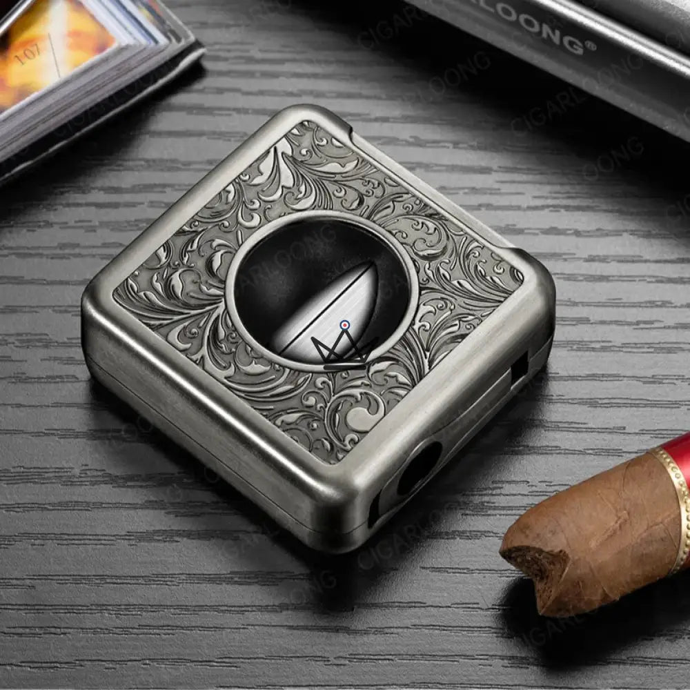 Empire 4-in-1 Cigar Cutter — 21mm V-Cut, Stand, Punch & Piercer, Stainless Steel, 5 Finishes, Gift Box Included — view 5