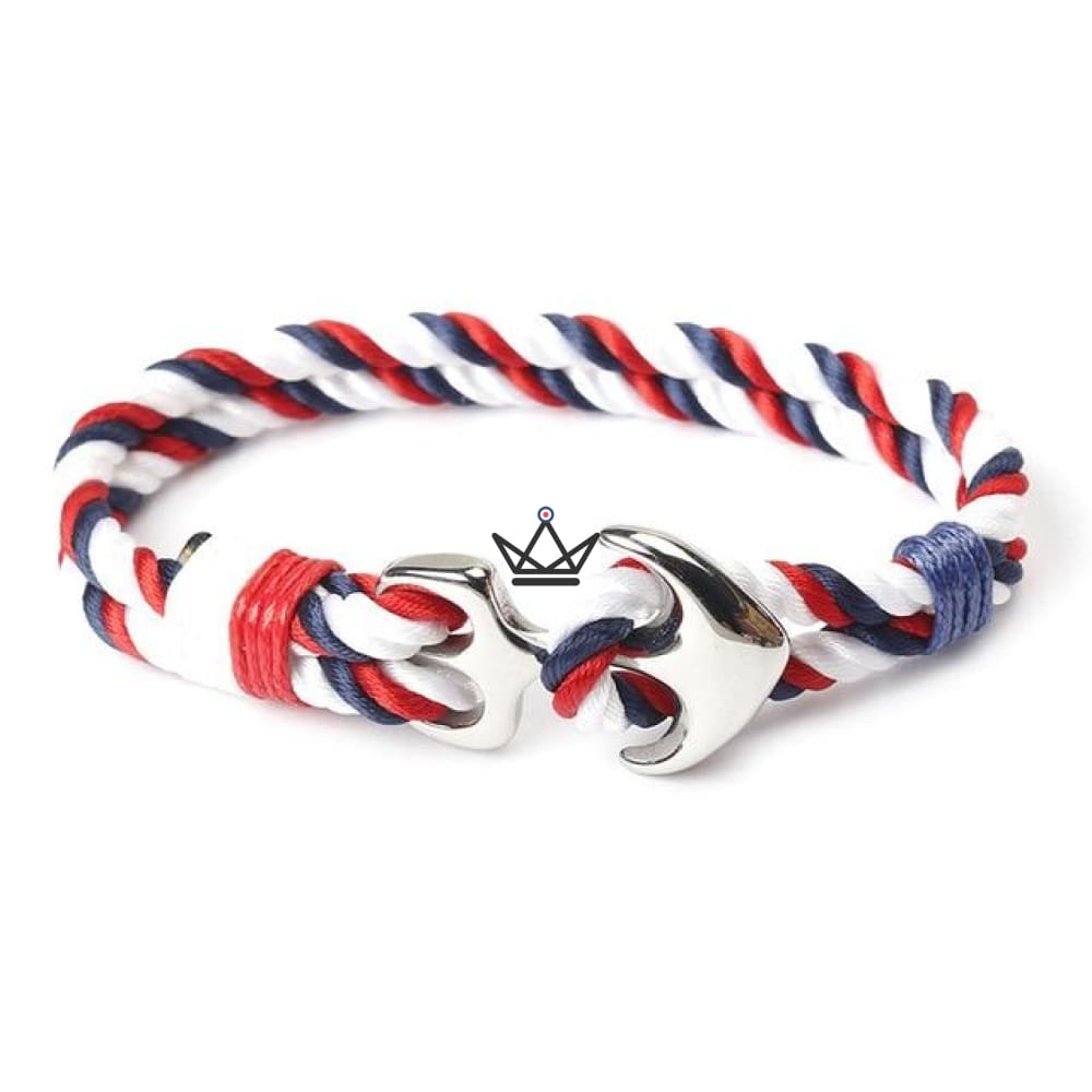 Neptune Marine Bracelet - Silver Anchor & Rope - 19 Colors — view 17