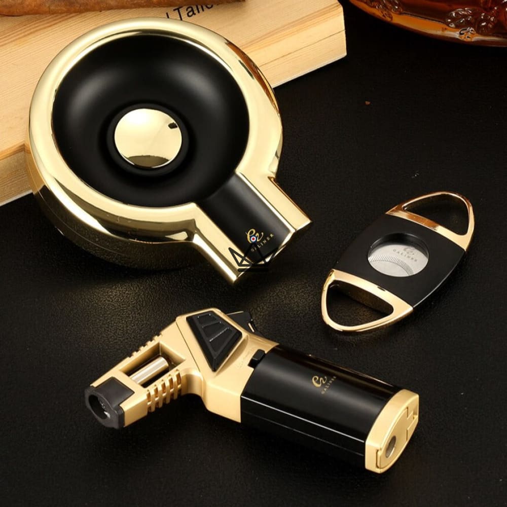 RITUS FUMI Cigar Lover's Gift Set — Torch Lighter + Ashtray + Stainless Steel Cigar Cutter — view 4