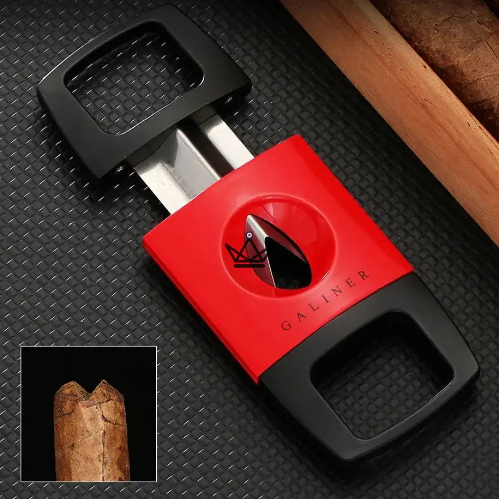 Luxuriöser quadratischer Zigarrenschneider – V-Schnitt, Metalllegierung, max. Durchmesser 23 mm, 3 Farben, Geschenkbox enthalten – Ansicht 9
