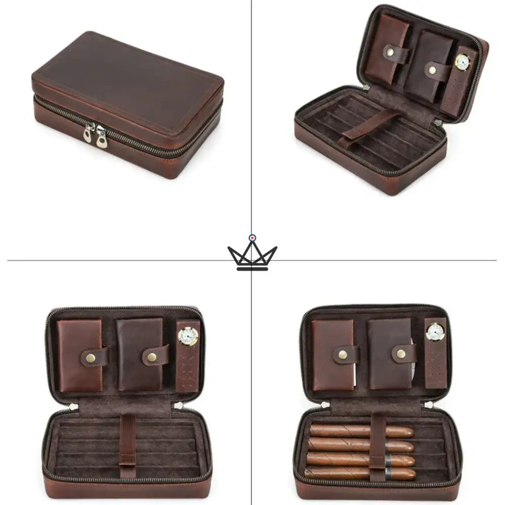 VOYAGEUR SIGNATURE Cigar Case — Deep Coffee Leather, Laser Engraving, 21 × 13.5 × 7 cm — view 10
