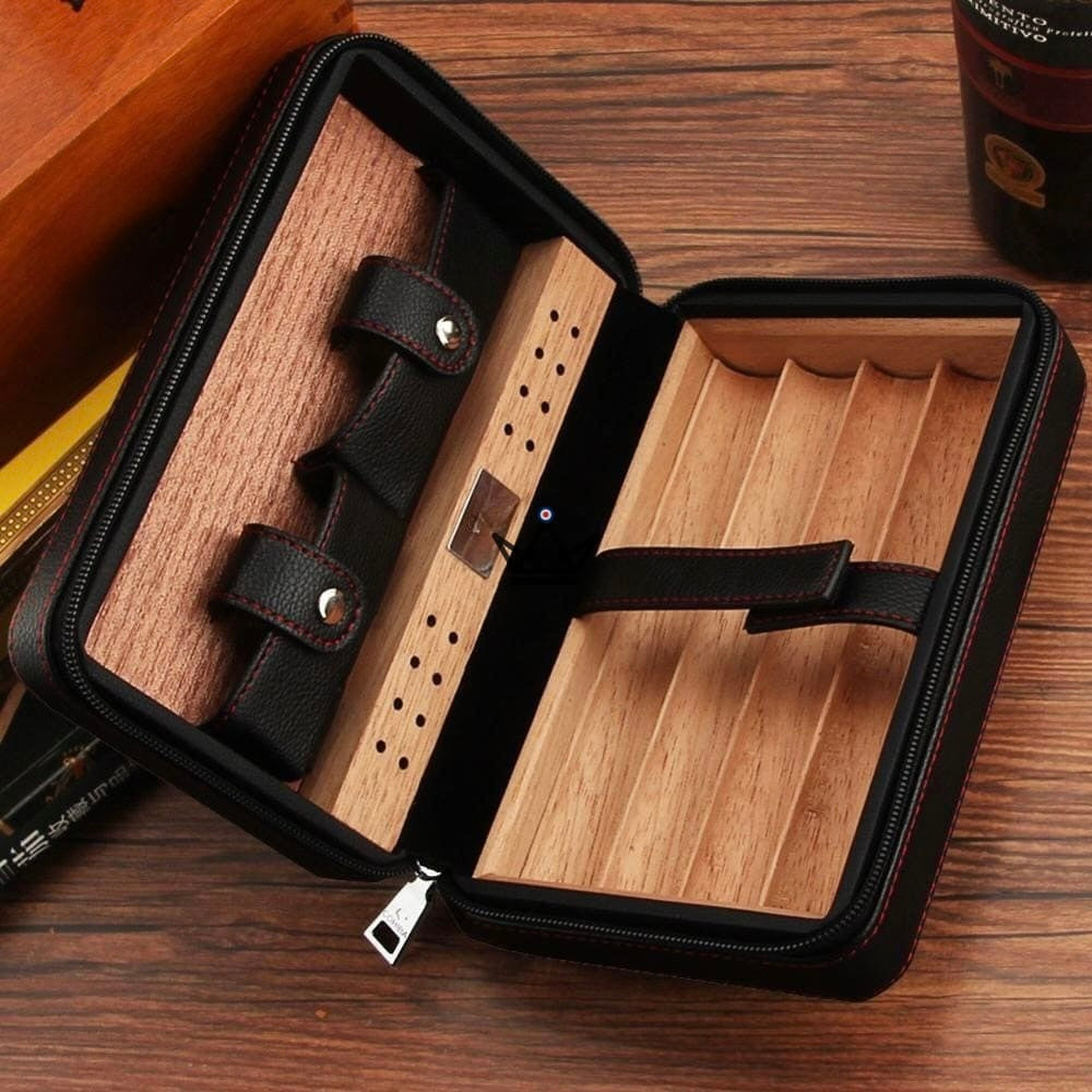 Reise-Humidor aus Leder & Zedernholz – 5 Zigarren | Prime Style – Ansicht 4