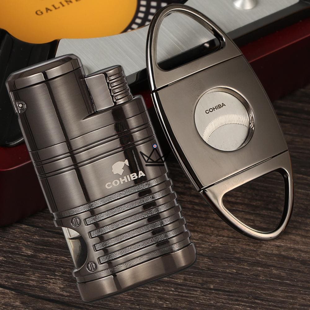 Paquete de encendedor y cortapuros REDFIRE NEWPUNCH — 4 sopletes, punzón y guillotina de 24 mm | estuche de colección Paquete de encendedor y cortapuros REDFIRE NEWPUNCH — 4 sopletes, punzón y guillotina de 24 mm | estuche de colección