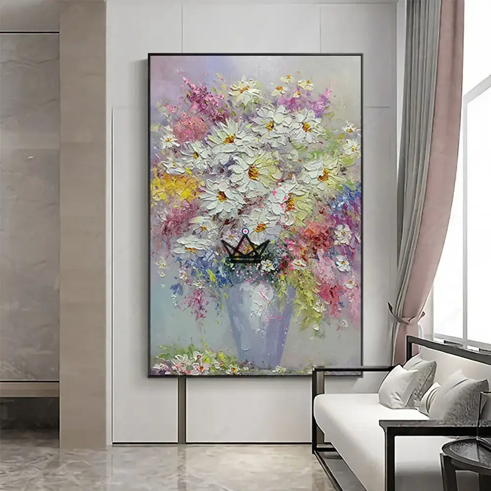 Pintura al óleo sobre lienzo XXL - Floral Burst Pintura al óleo sobre lienzo XXL - Floral Burst