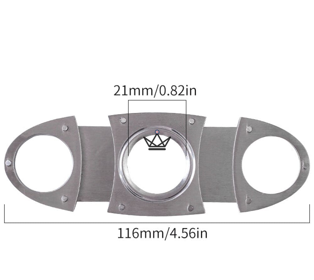 BANG guillotine cigar cutter — brushed steel & rivets, 53 ring gauge max — view 5