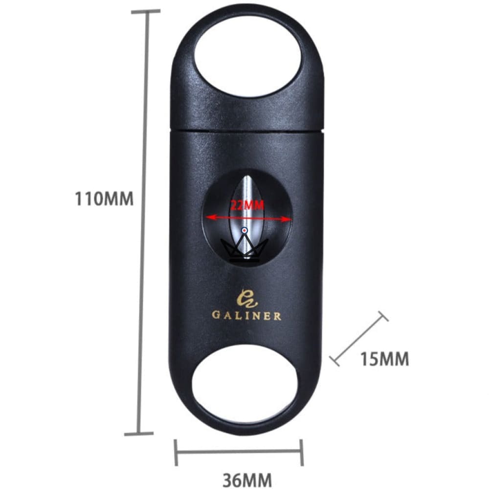 V-Cut Cigar Cutter Basic - ABS & Metal Alloy, 22 mm Diameter, Black | Collector's Box Version Available — view 7