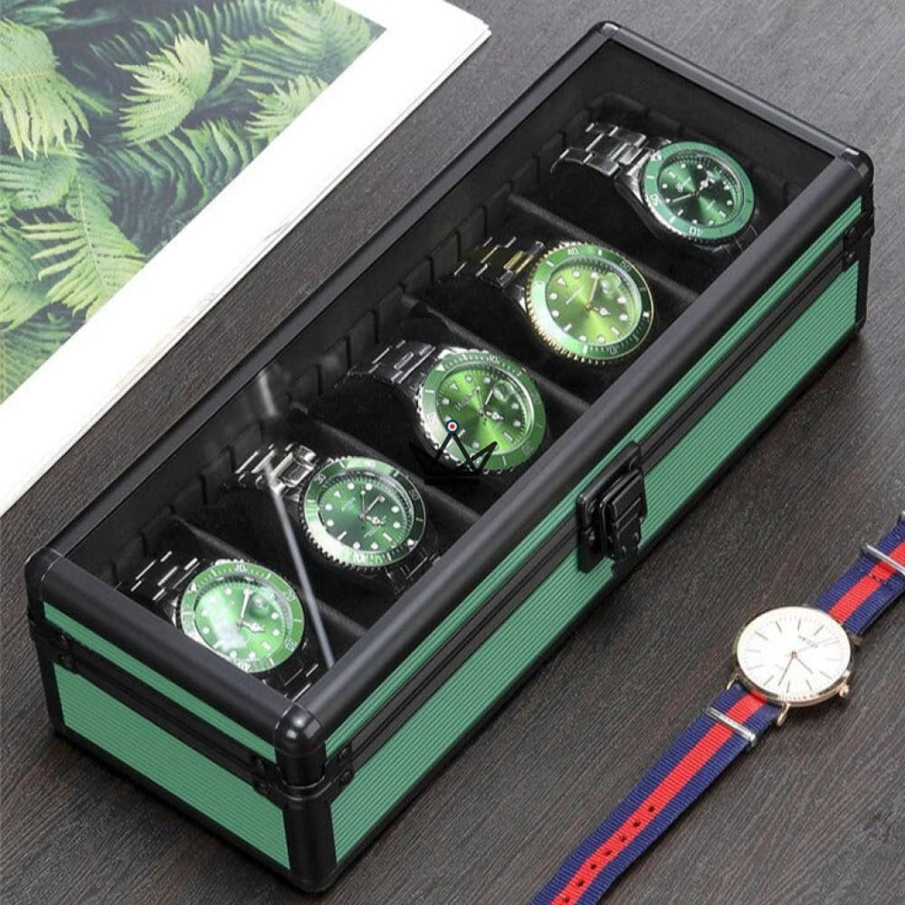 ORDO TEMPUS Luxury Watch Storage Box — Aluminum, 5 Slots, Black or Green — view 5