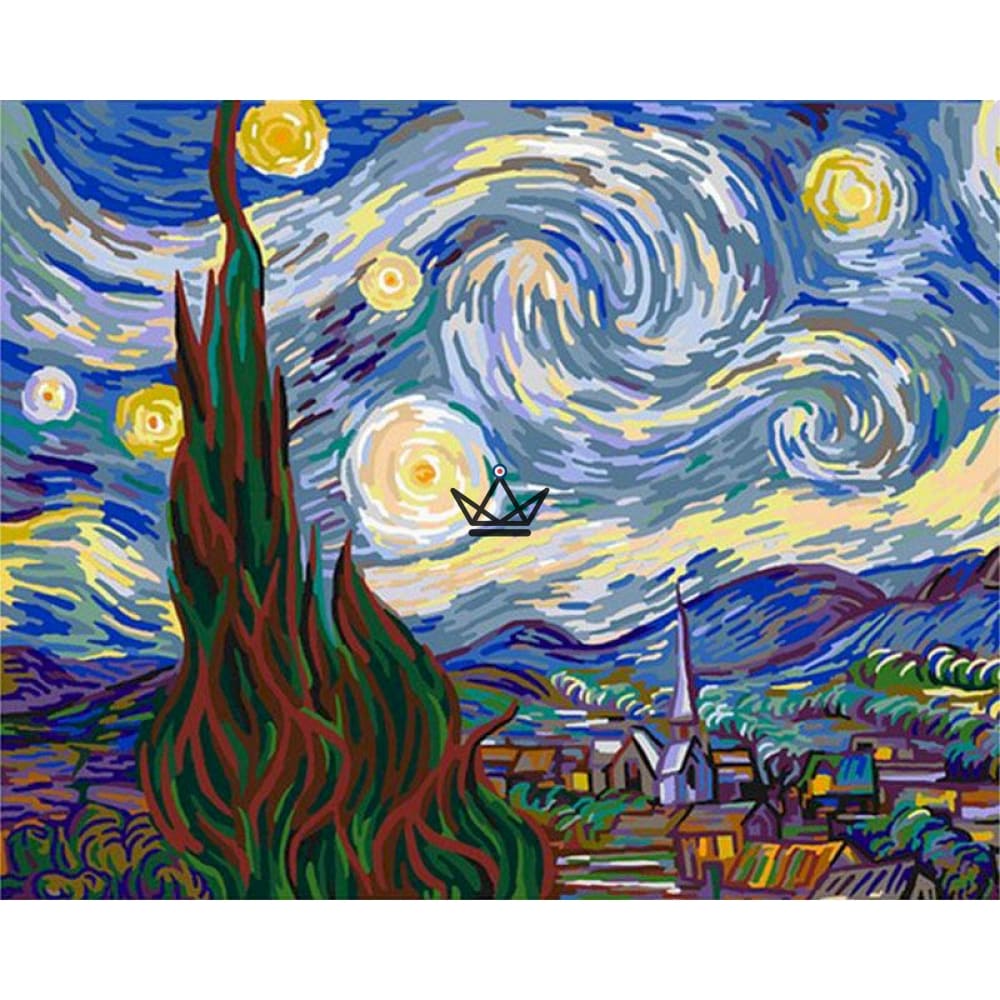 🎨 Painting by numbers - MaestroColor (Munch, Vincent van Gogh, Klimt) — Starry Night (Simplified) / 20x30cm