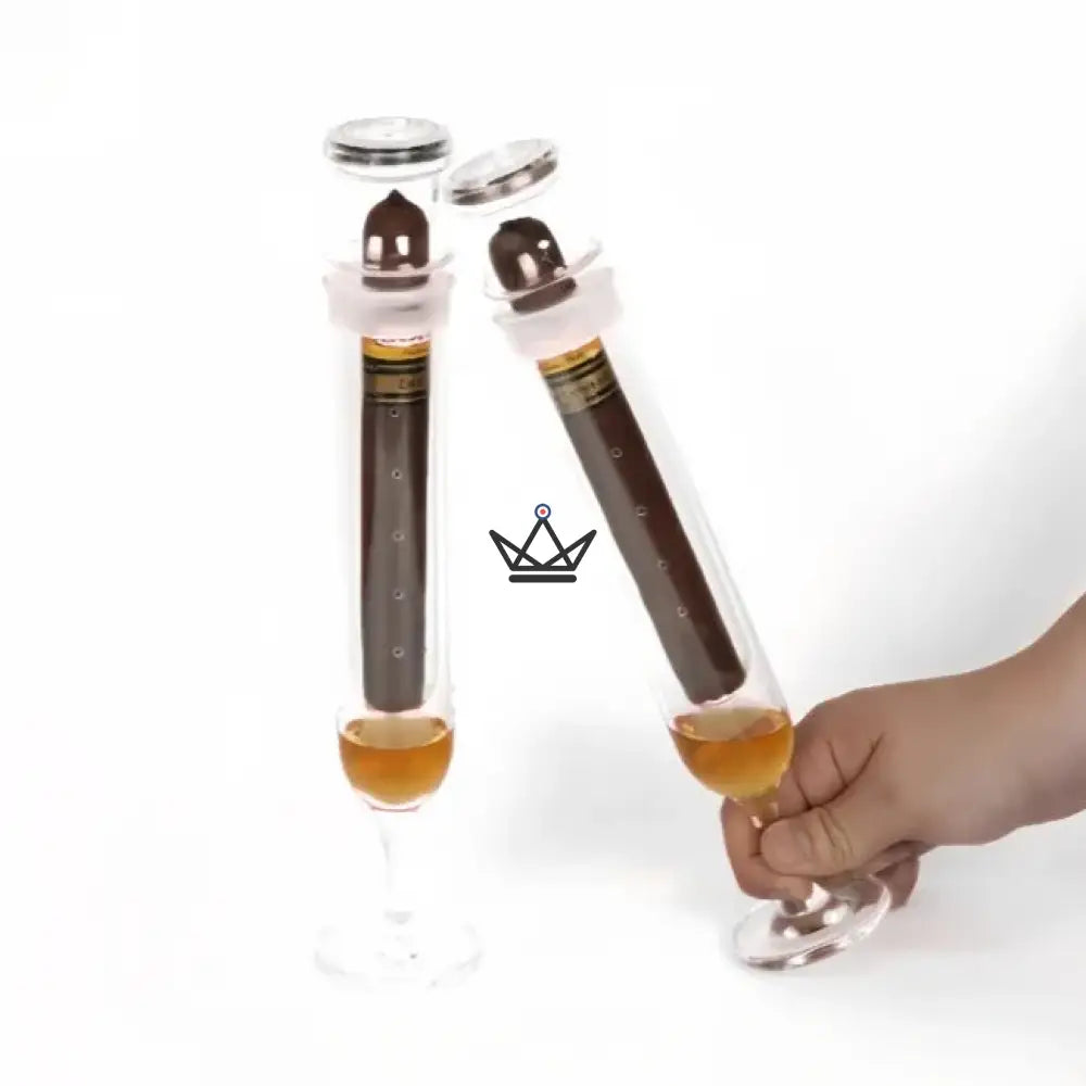 Infusio Flûtae — flute-shaped cigar infuser, integrated hygrometer | Gold & Silver — Pair / Silver