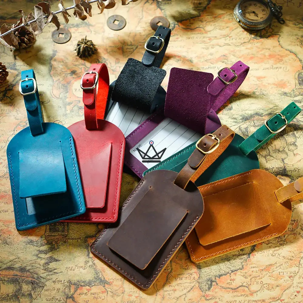 Customizable Leather Luggage Tag – Voyageur Tag — Atlantic Blue