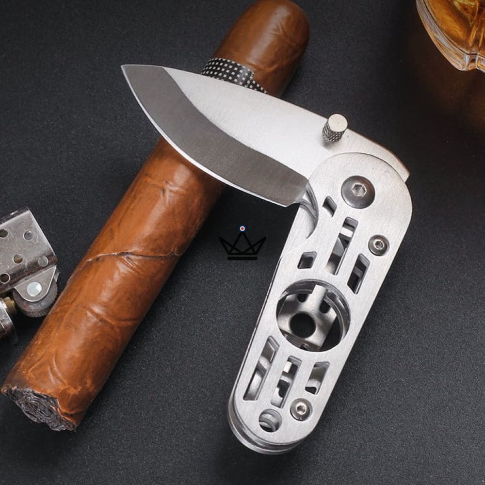 SWORD Cigar Cutter — Half Moon Rotary Blade, Brushed Stainless Steel | Collector's Box Included — view 2