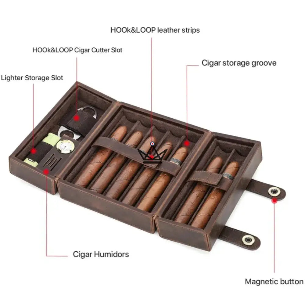 Customizable Leather Cigar Humidor - Voyageur King — view 7