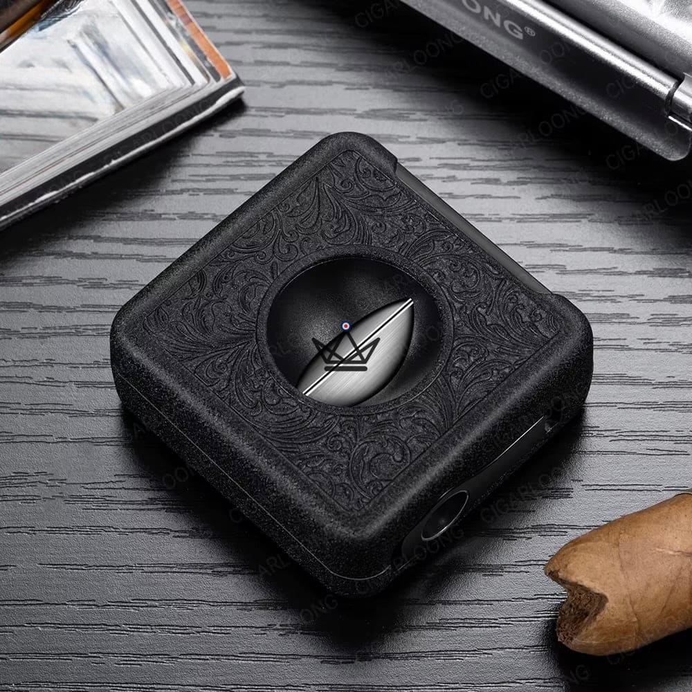 Empire 4-in-1 Cigar Cutter — 21mm V-Cut, Stand, Punch & Piercer, Stainless Steel, 5 Finishes, Gift Box Included — view 9