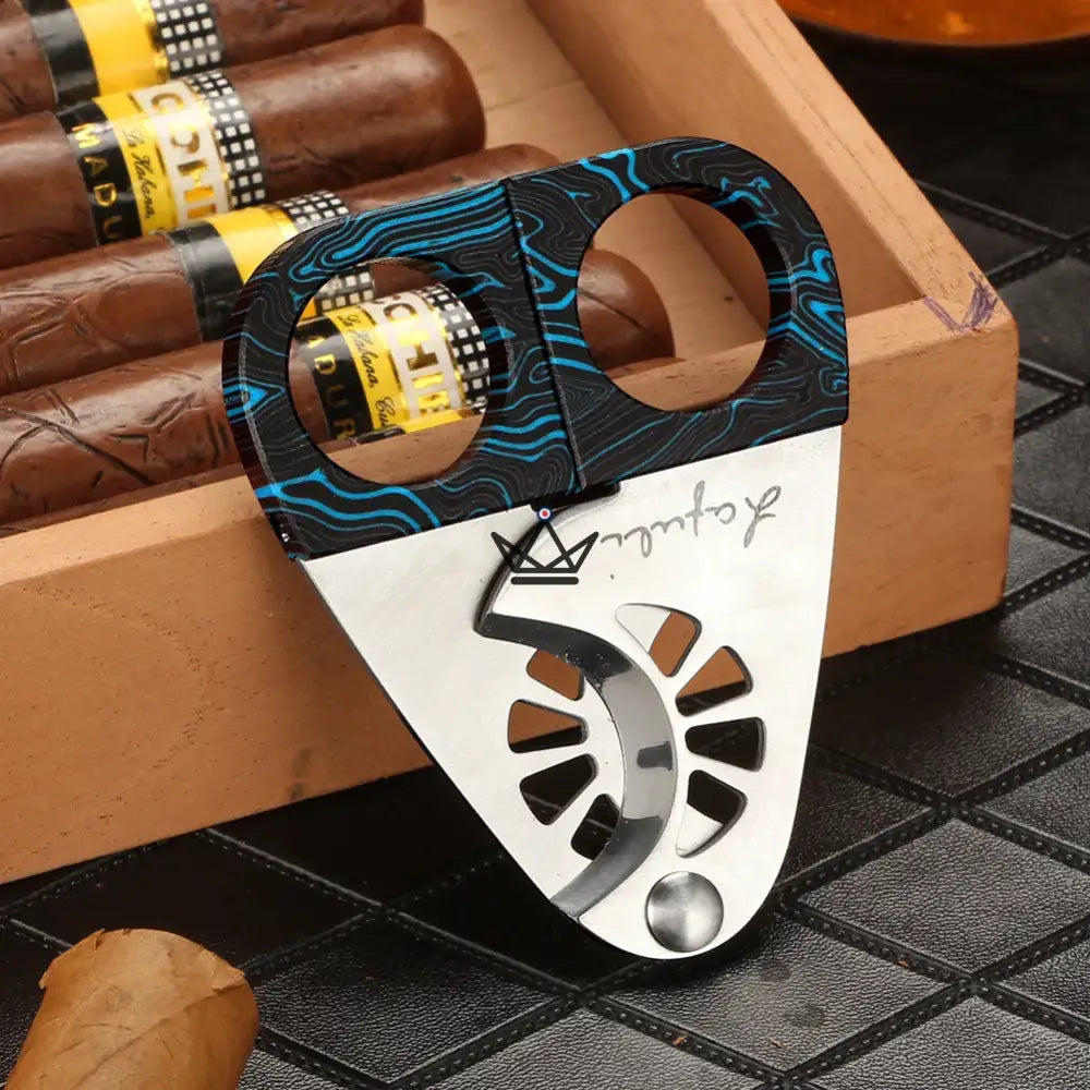 Master Cigar Cutter 100 — Stainless Steel Double Blade Guillotine, 60 Ring Gauge, Crimson & Midnight Colors, Orange Signature Box — Minuit