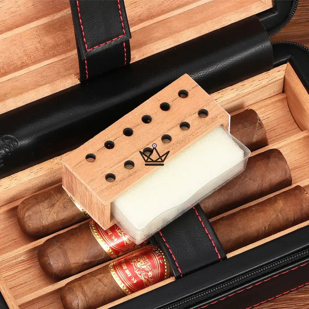 Zigarrenhumidor CLINT Original – Schwarzes Leder & spanische Zeder, 6 Zigarren, 20,5 × 10,8 × 8,6 cm – Ansicht 5