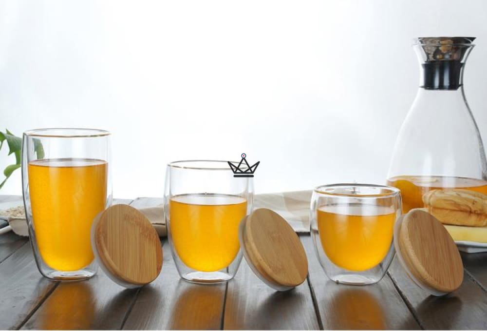Isolierglasbecher mit Bambusdeckel - 3 Grössen – Ansicht 5