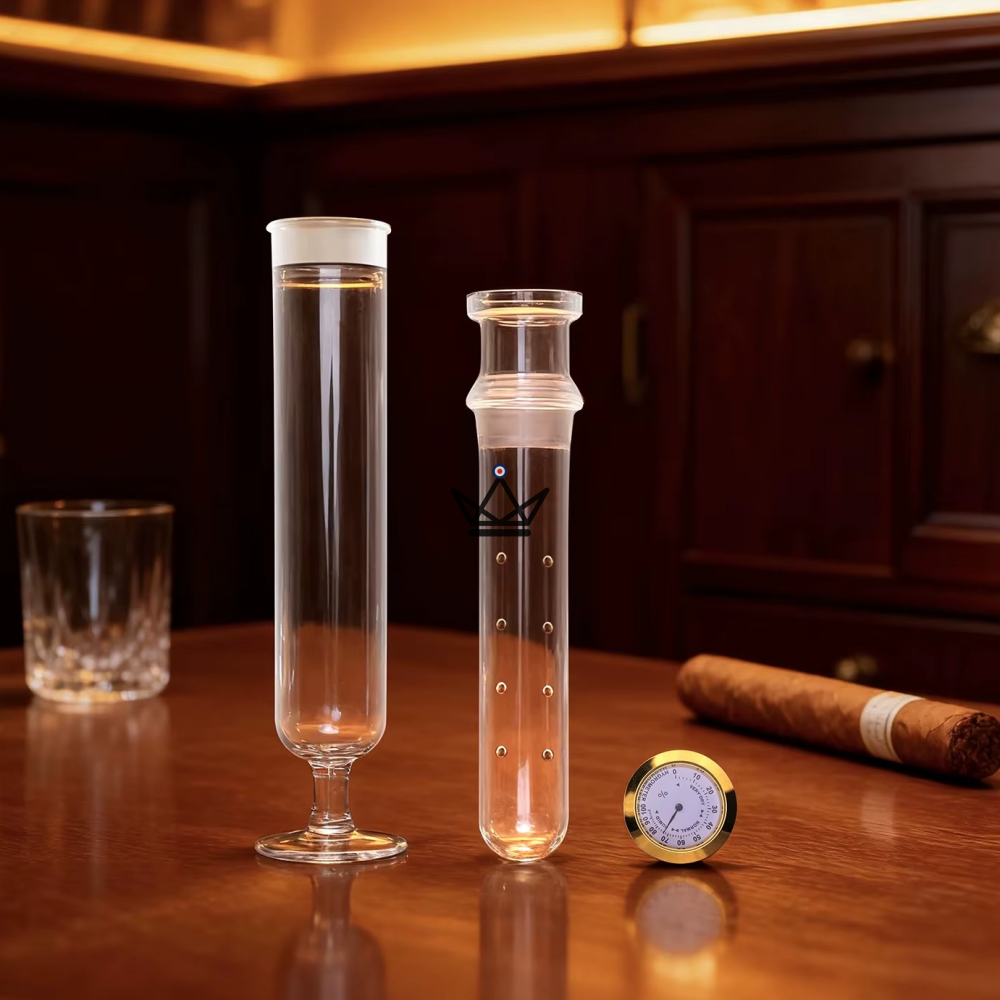 Infusio Flûtae — flute-shaped cigar infuser, integrated hygrometer | Gold & Silver — view 2