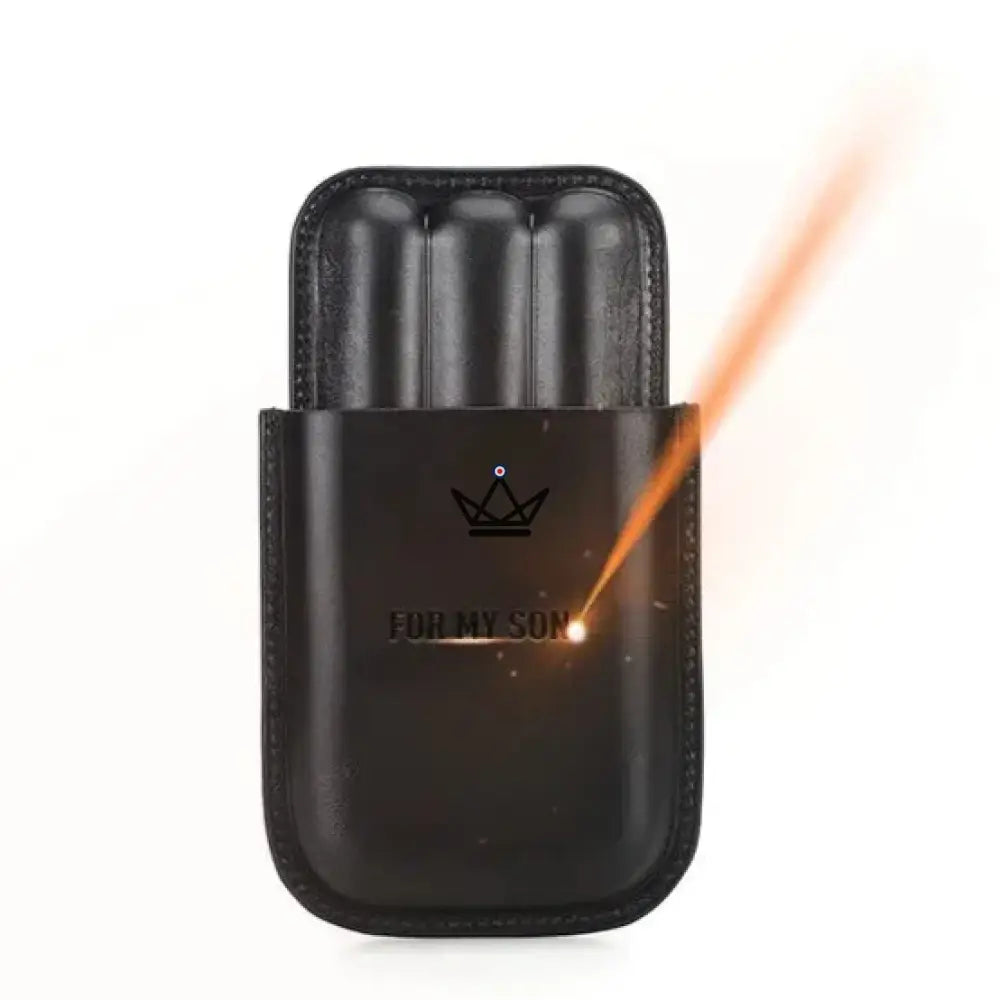 Customizable 3 cigar leather case - Voyageur Élégance — view 2