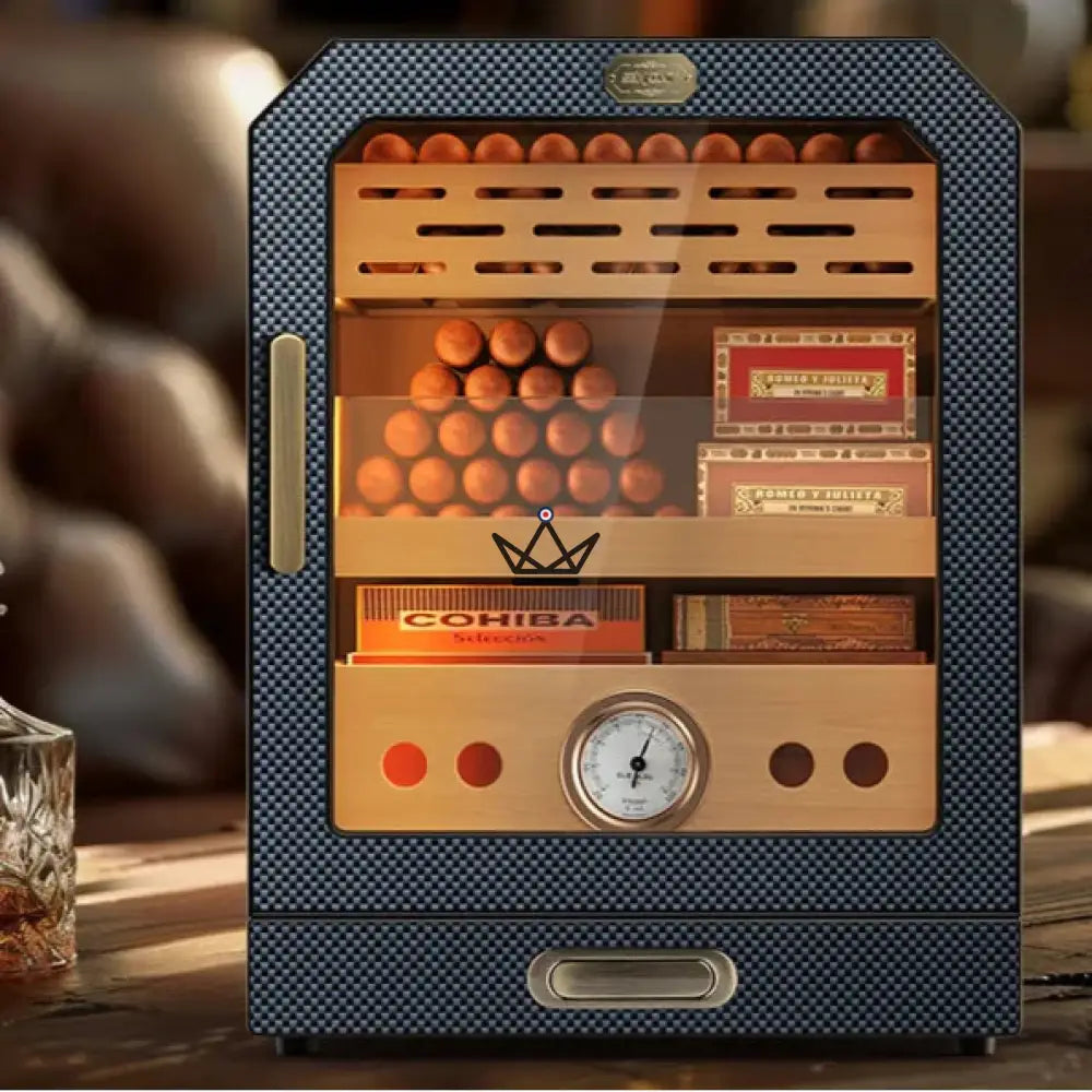 Prestige Cedar Lux Cigar Humidor - Cedar, Touch LED, 100-150 Cigars, Glass Drawer, 2 Humidifiers, Front Hygrometer, Walnut or Carbon — view 8