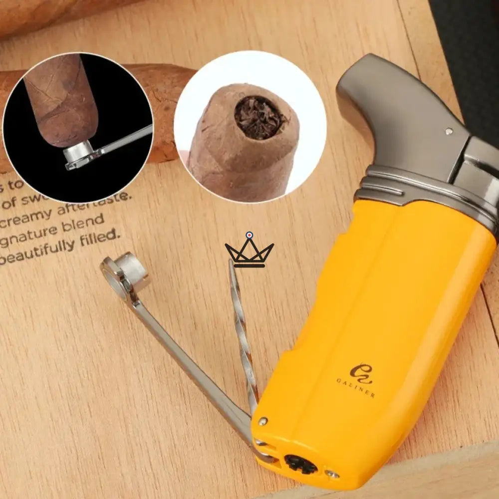 Feuerzeug Chalumeau NEEDLE – Brenner, 7 mm Stempel + Zigarrennadel | Silber oder Gelb – Ansicht 3