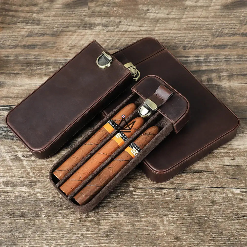Customizable Leather Cigar Case - Voyageur Slice — 3 locations