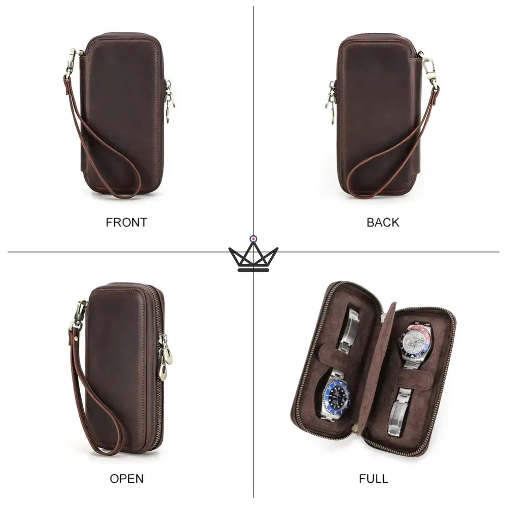 Customizable Travel Watch Case – Voyageur Keeper — Full Grain Leather, 4 Sizes: 2 to 8 Watches — view 13