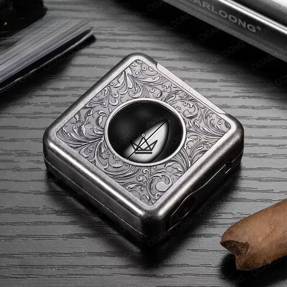 Empire 4-in-1 Cigar Cutter — 21mm V-Cut, Stand, Punch & Piercer, Stainless Steel, 5 Finishes, Gift Box Included — view 6