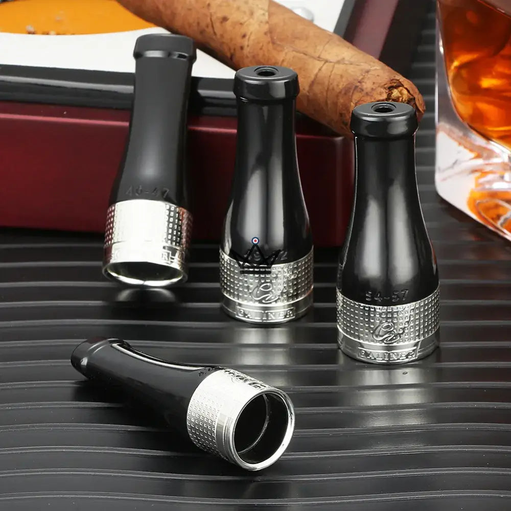 ARISTOCAP Cigar Holders — Set of 4 Sizes 42-57, Black · Red · Black/Silver · Black/Gold — Black Timeless