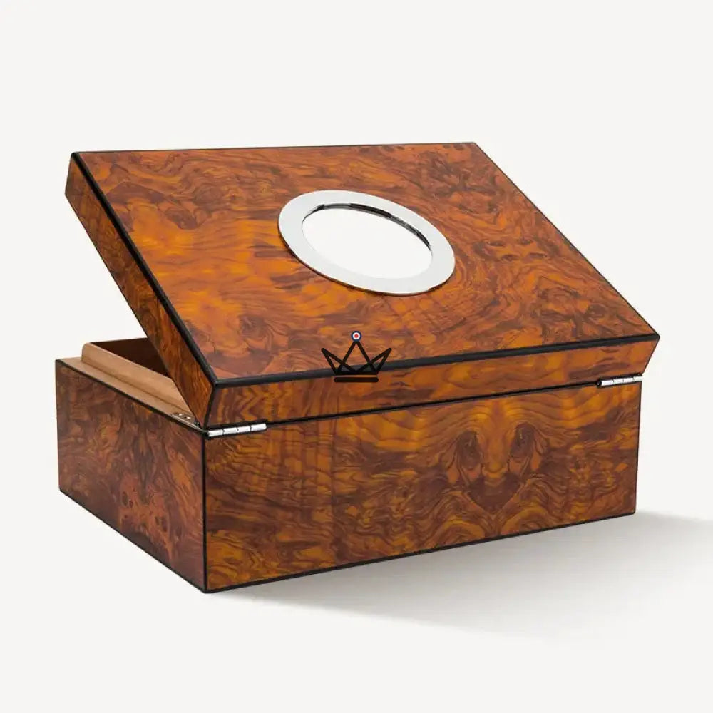 Hublot Prestige Amber Mahogany Cigar Humidor — Spanish cedar, tempered glass window, 50 cigars, digital hygrometer & magnetic humidifier — view 12