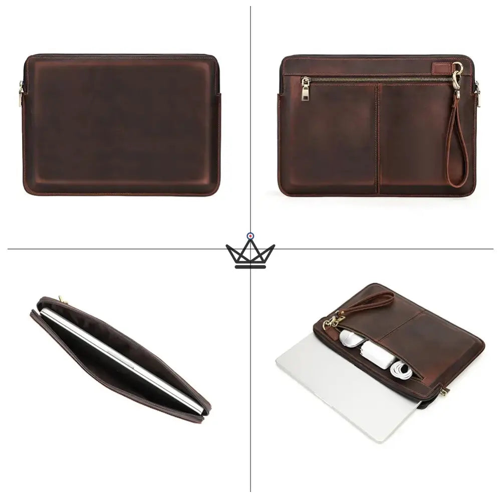 Customizable leather sleeve for MacBook AIR & PRO - Voyageur Centurion — view 7