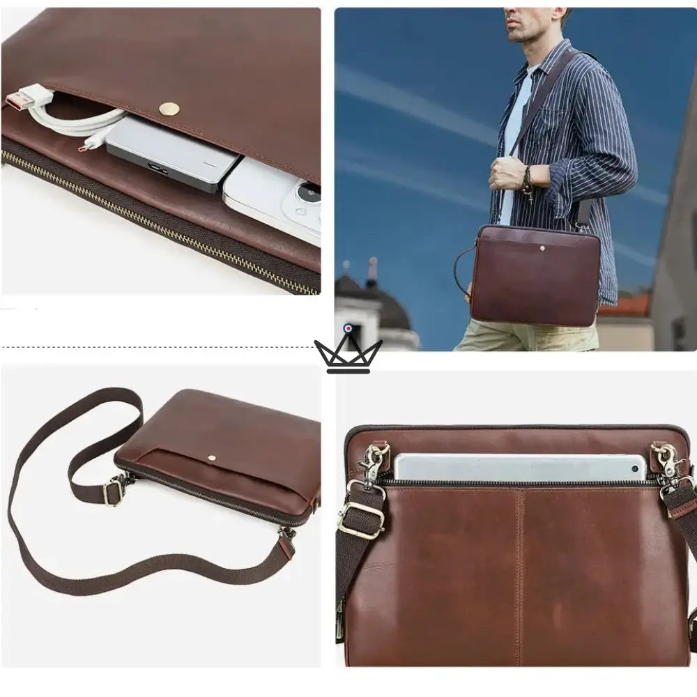 Customizable Leather MacBook Sleeve 13" to 14" - COURIER Traveler — view 8