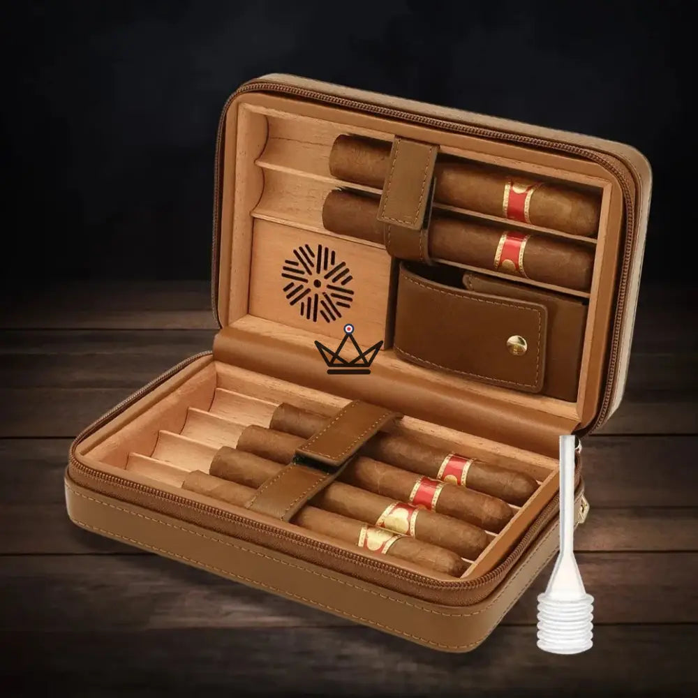 Leather Travel Humidor Pack + Lighter - TISFA STYLE — view 19
