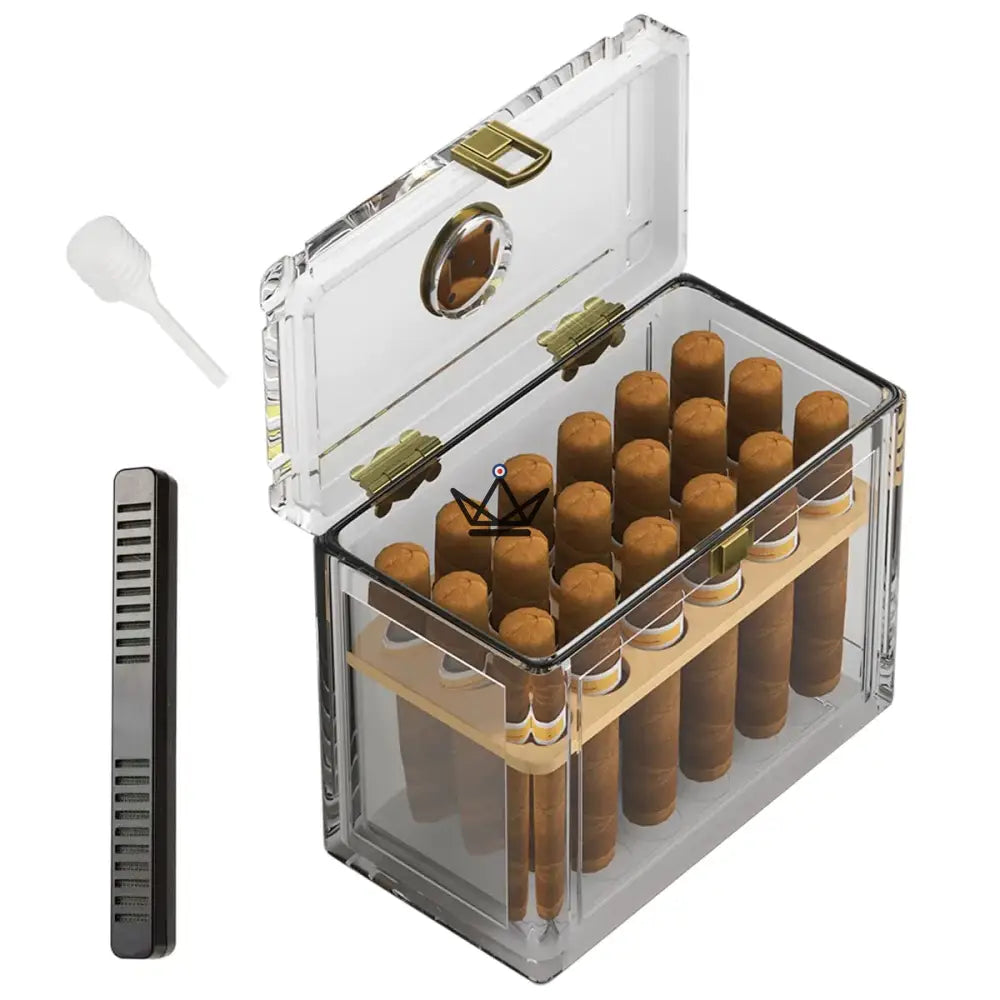 CRYSTAL VERTIGO Humidor — transparent acrylic, removable cedar divider, 18 to 50 cigars — view 3