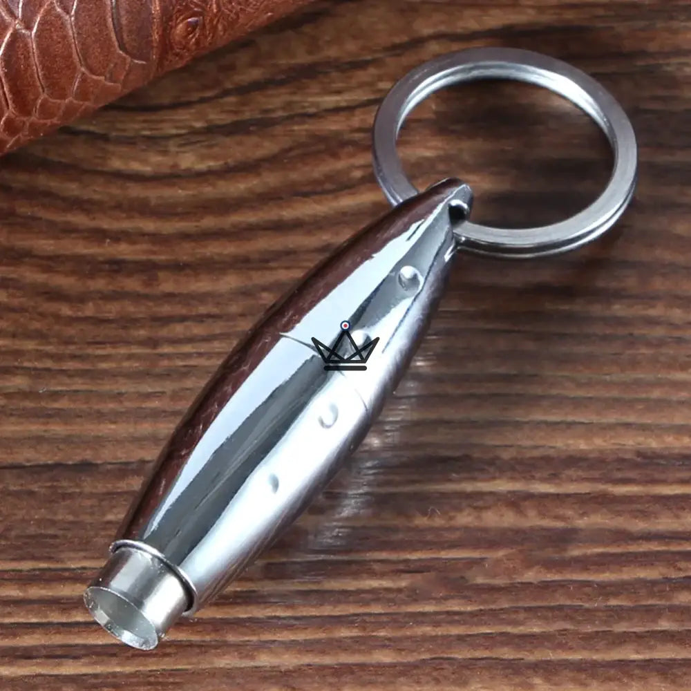 Silver Bang Cigar Punch — Silver Stainless Steel, Retractable Blade, 8mm Perforation | Integrated Keychain Ring — view 5
