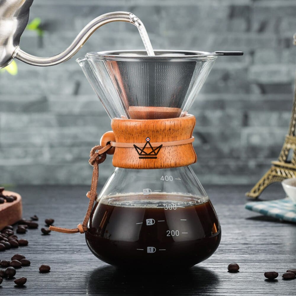 Chemex Style Slow Coffee Maker 400ml - 2 Colors — Wood / Included