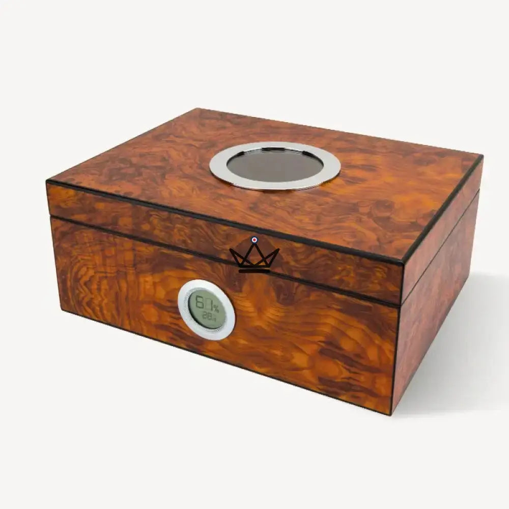 Hublot Prestige Amber Mahogany Cigar Humidor — Spanish cedar, tempered glass window, 50 cigars, digital hygrometer & magnetic humidifier — view 11