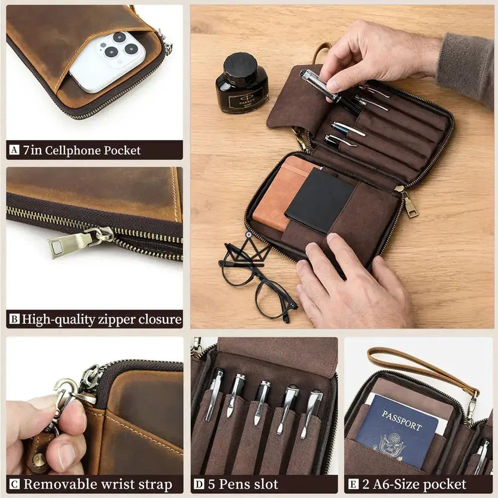 Leder-Taschenorganizer - Stifte & Notizbücher anpassbar - VOYAGEUR Plume – Ansicht 3